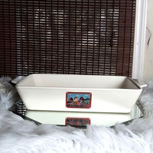 Debco Ceramic   Vintage CottageCore  Rooster Casserole Baking Dish 14 Lx7 Deep